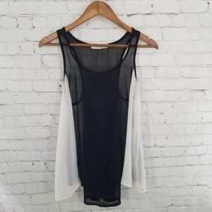 🌵 Treebarn Black and White Sheer Flowy Tank